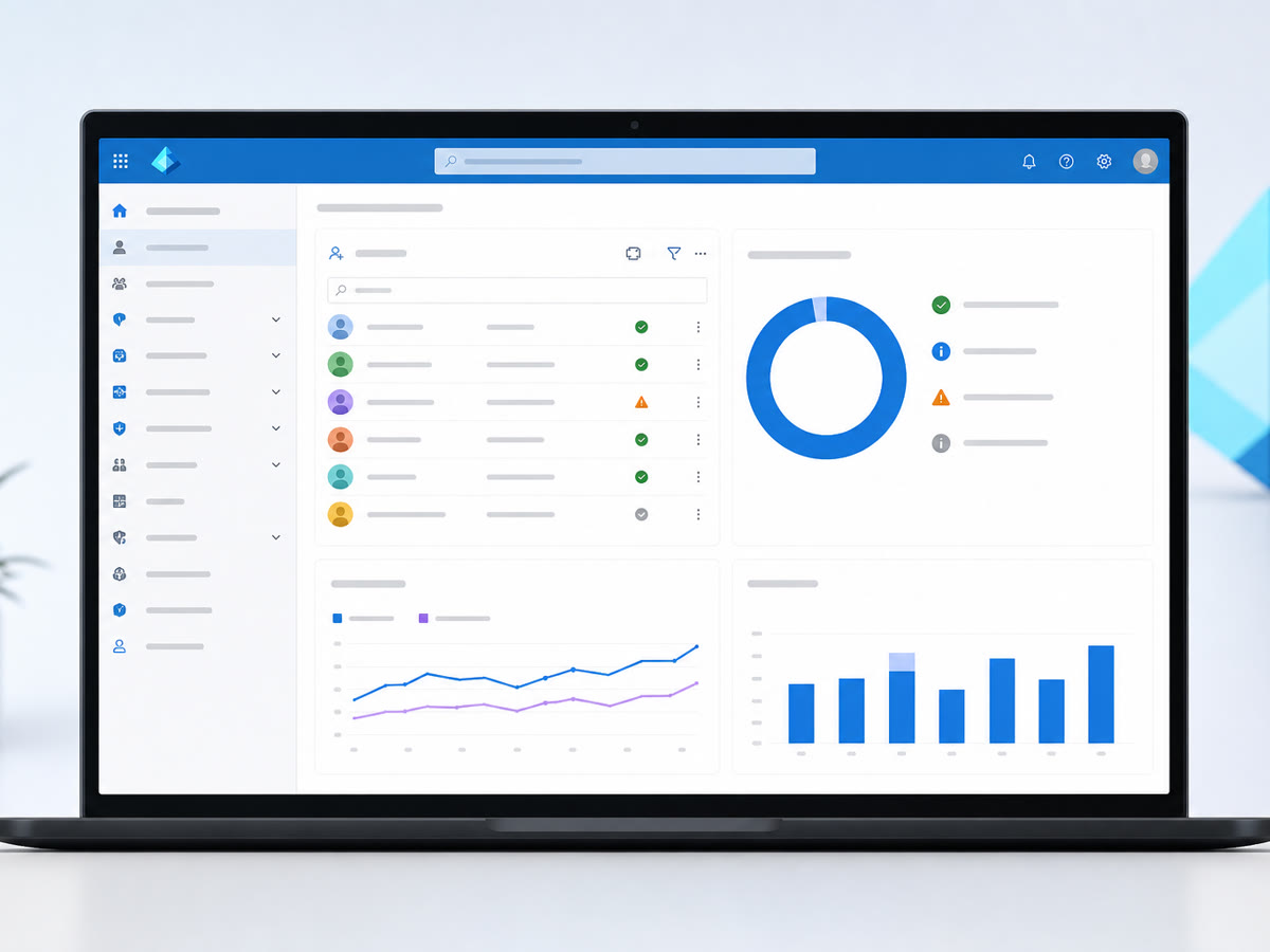 Microsoft Entra ID identity and MFA security dashboard for small business.