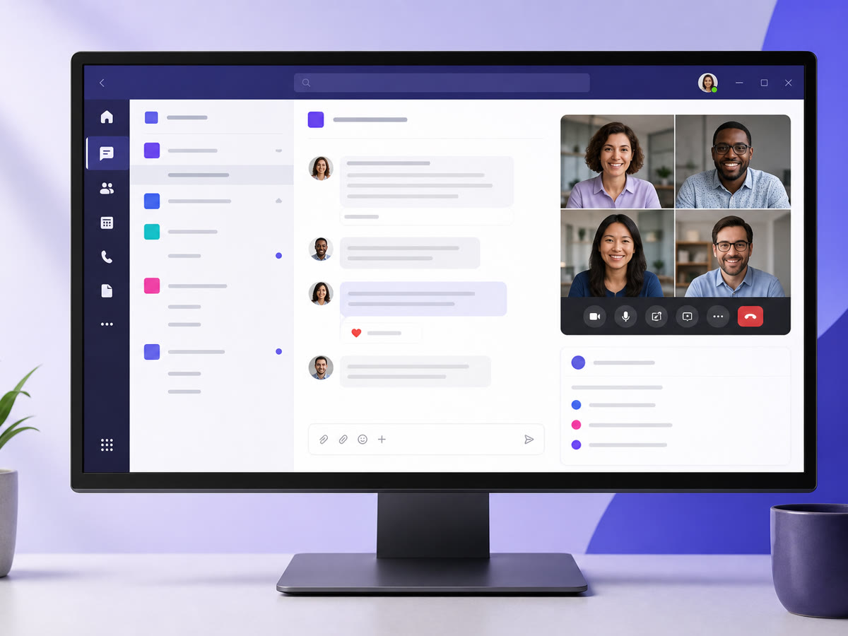 Microsoft Teams chat and video meetings for small business collaboration.