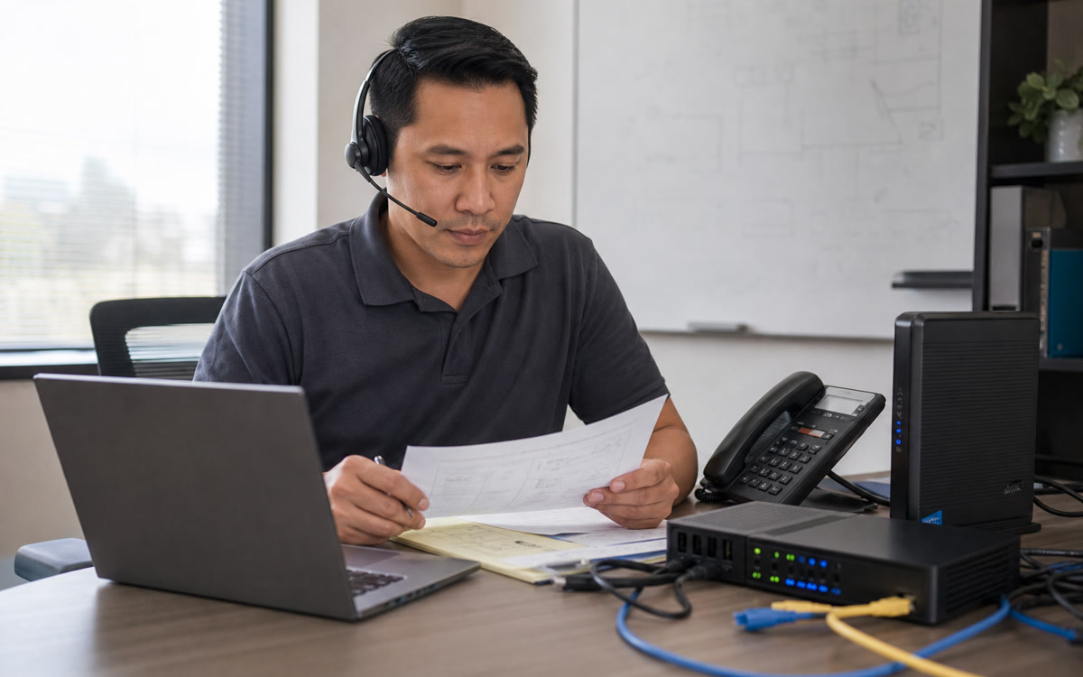 IT vendor liaison coordinating phone and internet service for a small business.