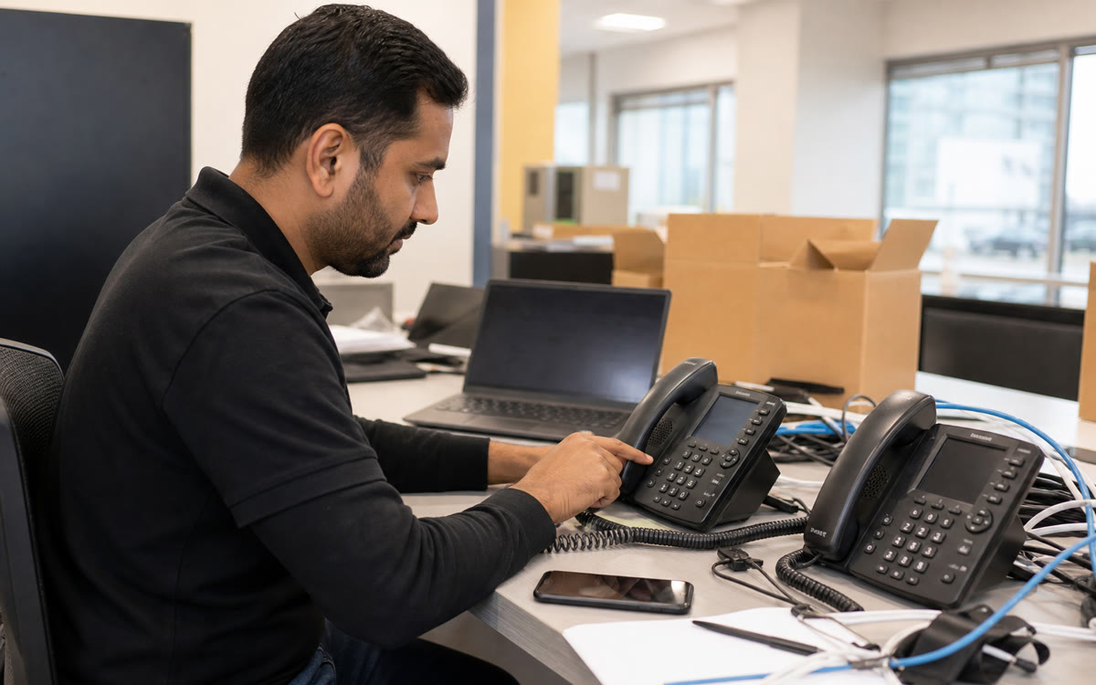 Phone and email cutover during a small business office move.
