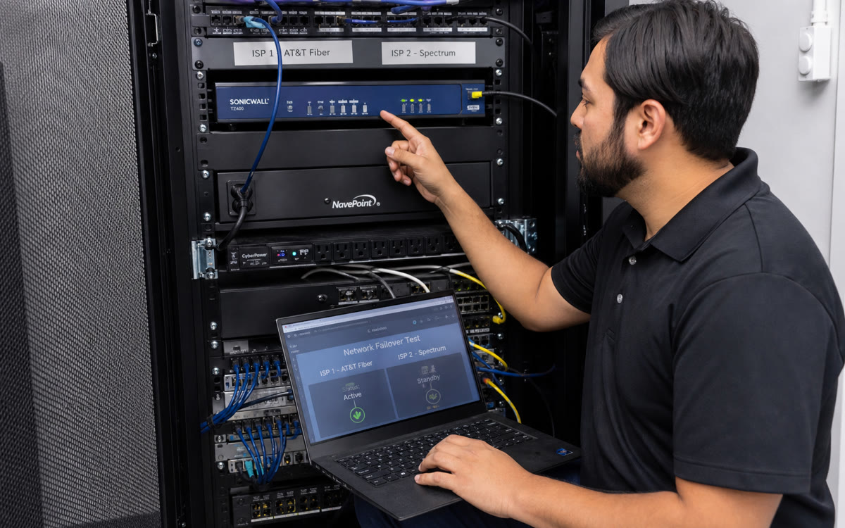 ISP coordination and failover setup during an office move in Northern Virginia.