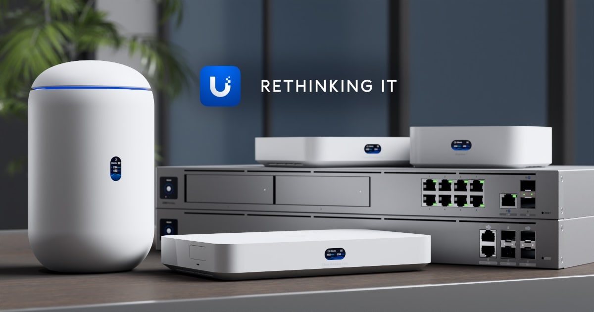 UniFi Cloud Gateways with built-in security — official Ubiquiti product photography.